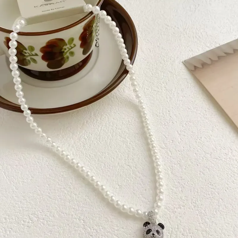 Vegetarian Zircon Faux Pearl Necklaces Women's-1