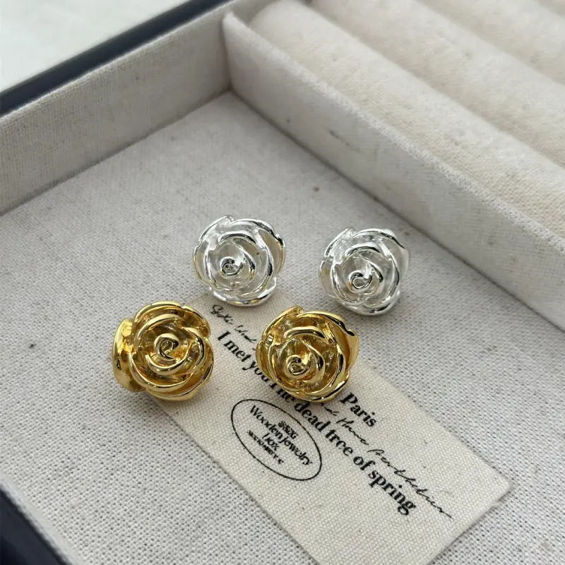 Vegetarian Alloy 925 Sterling Silver Needle Stud Earrings Women's-5