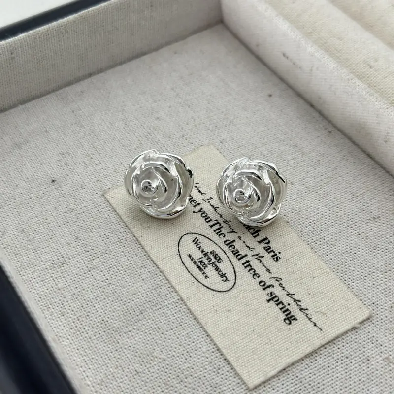 Vegetarian Alloy 925 Sterling Silver Needle Stud Earrings Women's-8