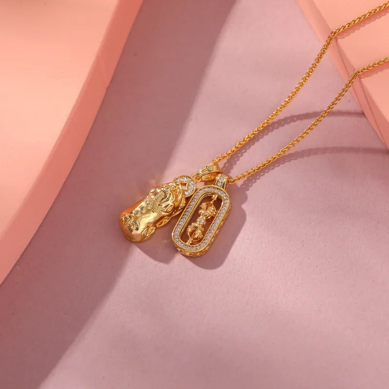Vegetarian Gold Plated Copper Necklaces Unisex-4