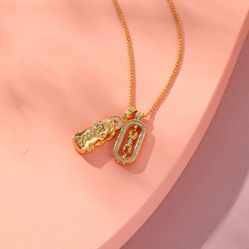 Vegetarian Gold Plated Copper Necklaces Unisex-3