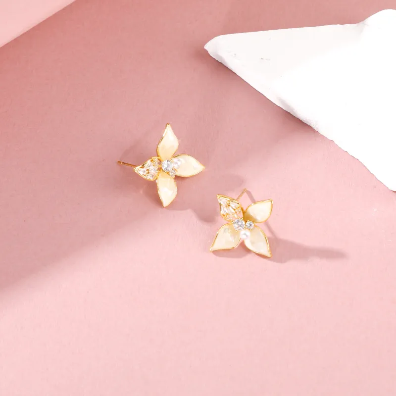 Vegetarian S925 Silver Stud Earrings Women's-3