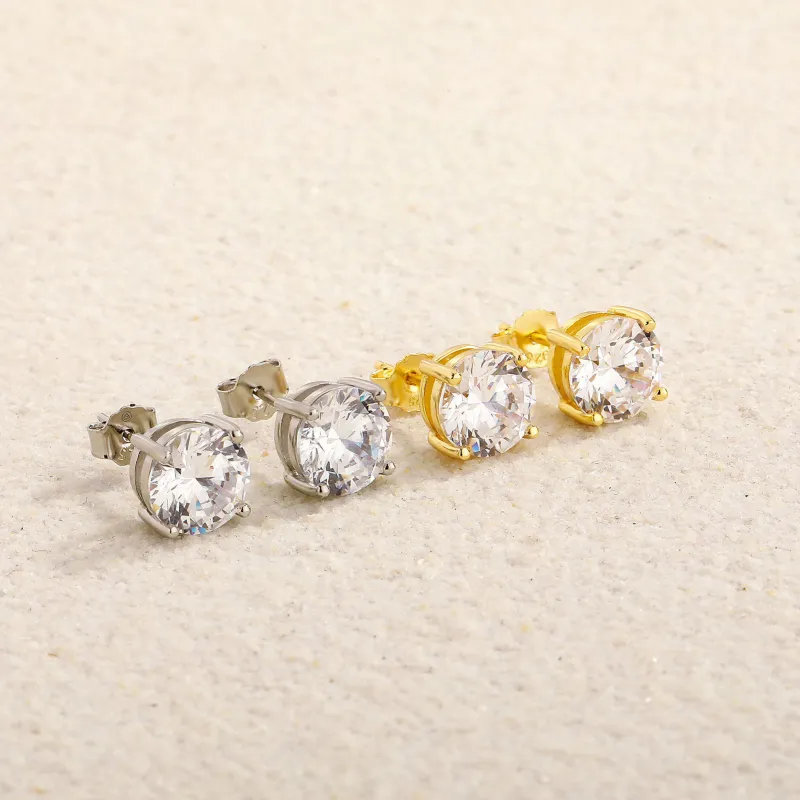 Vegetarian Alloy S925 Zircon Stud Earrings Women's-1