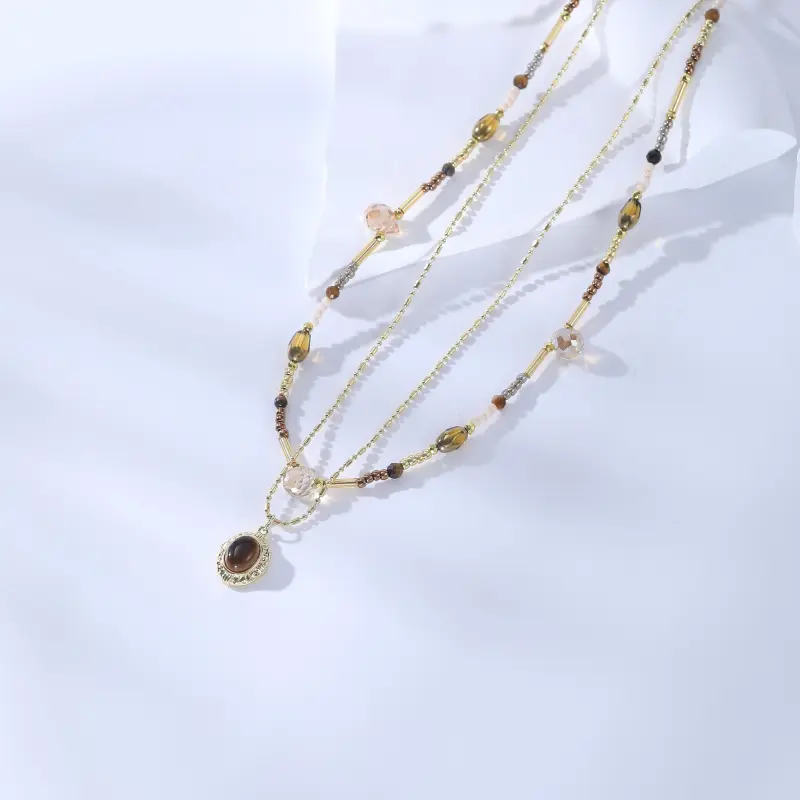 Vegetarian Tiger's Eye Stone Necklaces Unisex-4
