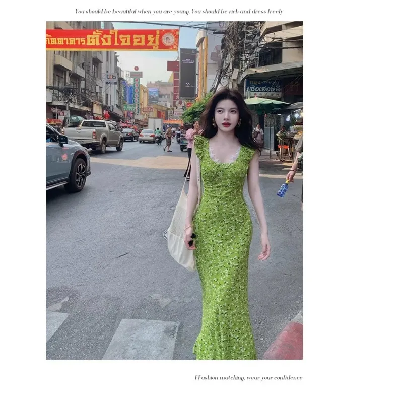 PZGE Slip Dresses Women's Green Slip Dress-5