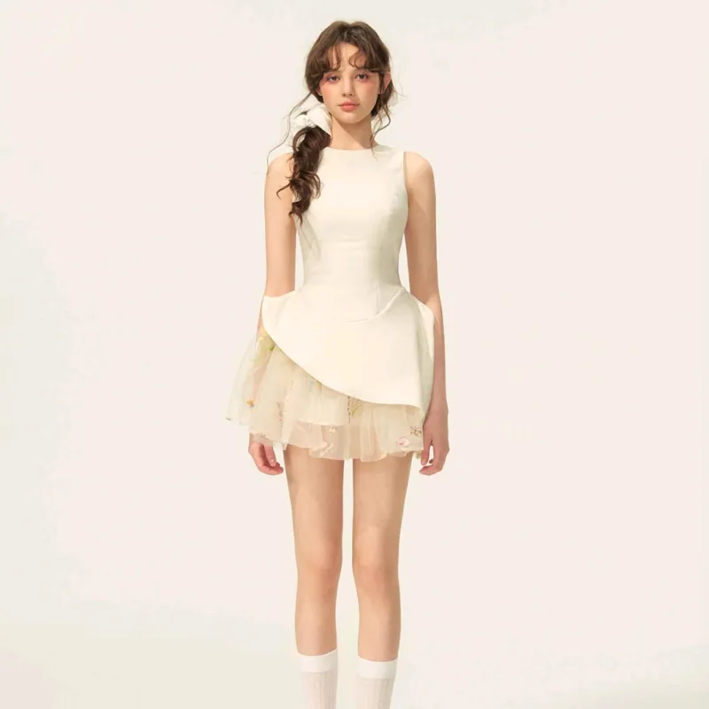 PZGE Sleeveless Dresses Women's White Tank Dress-2