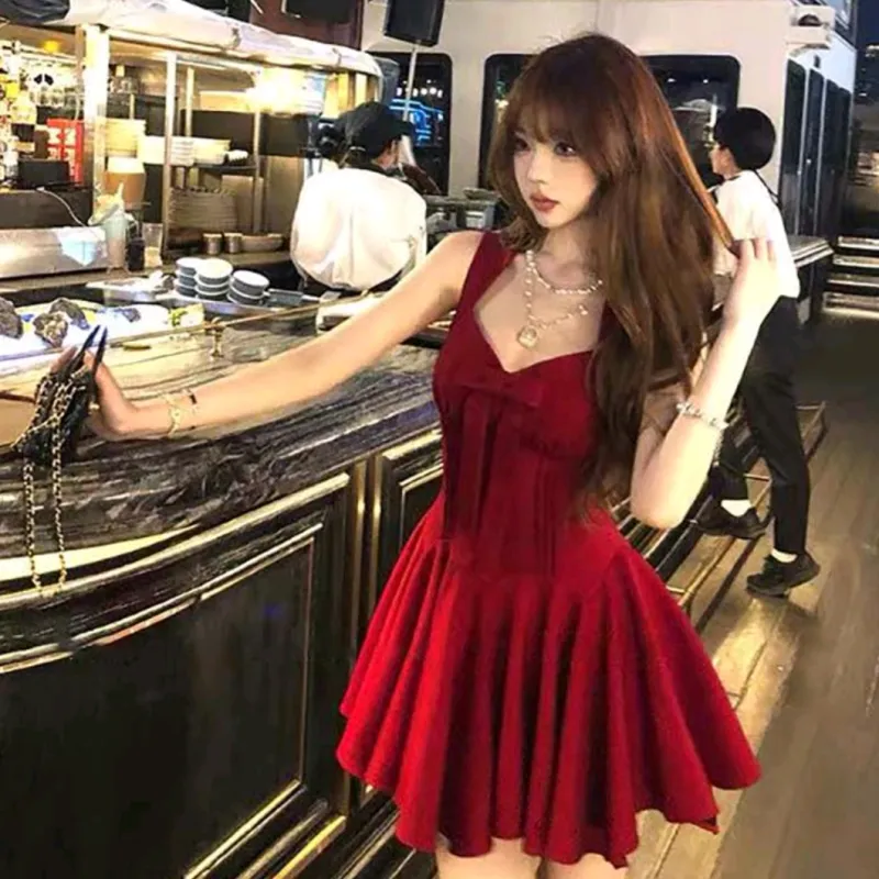 PZGE Sleeveless Dresses Women's Red Dress-1