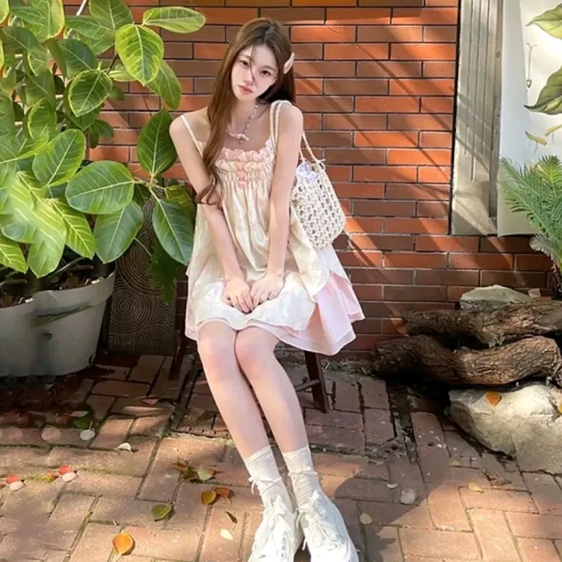 PZGE Slip Dresses Women's Pink Camisole Dress-2