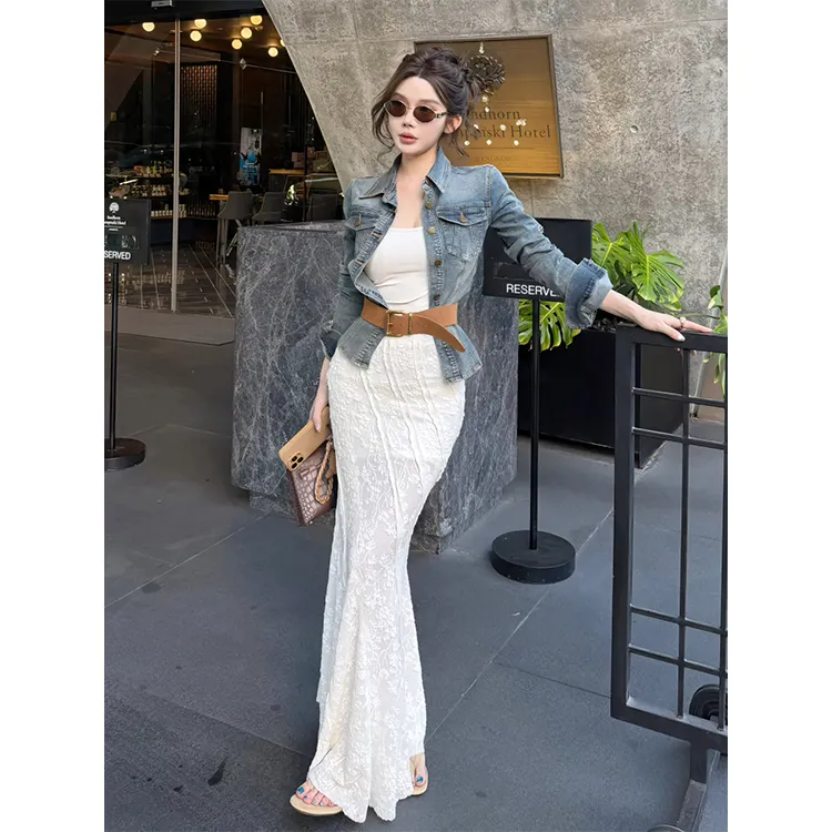 PZGE Casual Long Skirt Women's White-4