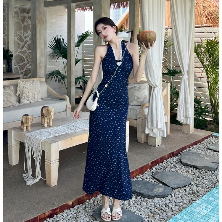 PZGE Sleeveless Dresses Women's Blue Dress-3