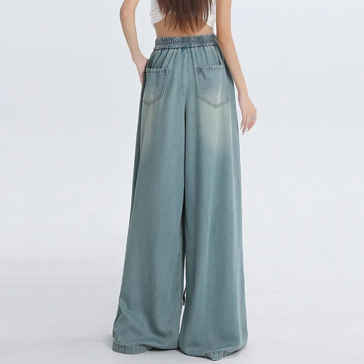 PZGE Jeans Women's Light Blue Pants Tencel-4