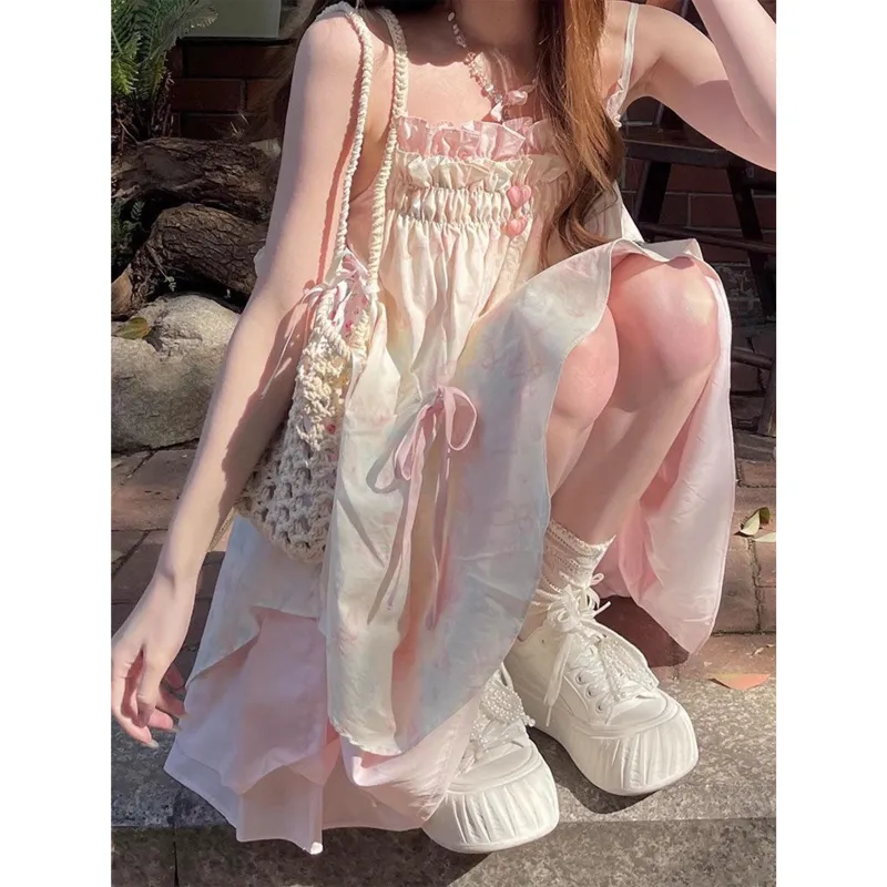 PZGE Slip Dresses Women's Pink Camisole Dress-3