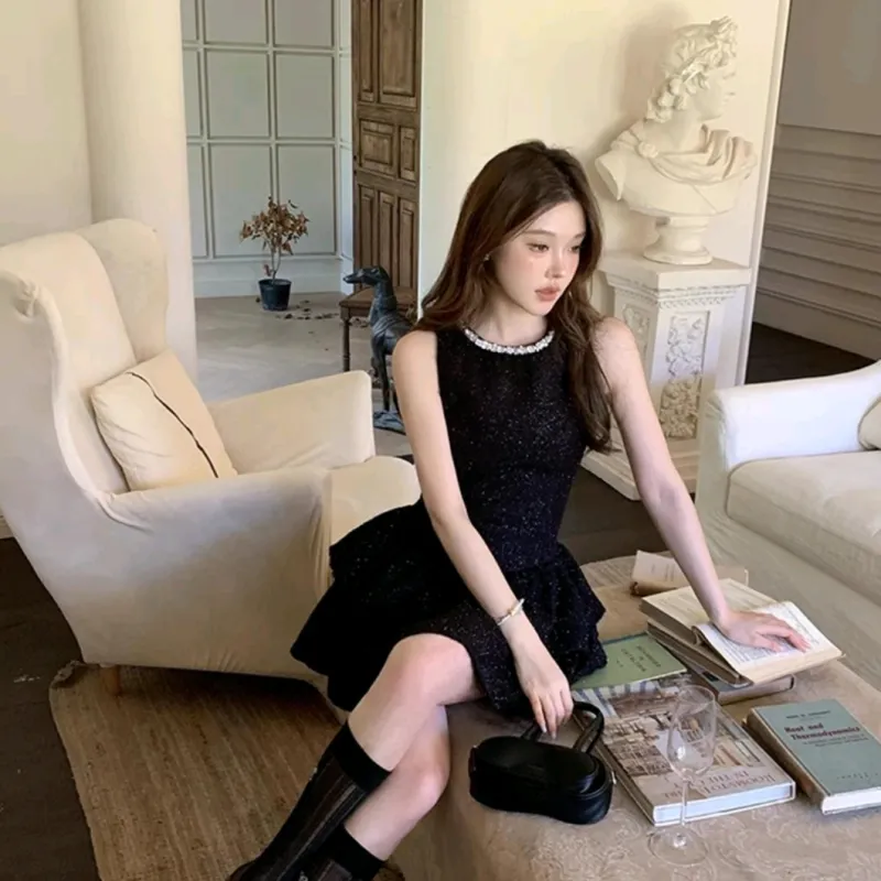 PZGE Sleeveless Dresses Women's Black Dress-3