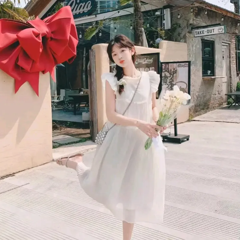 PZGE Short Sleeved Dresses Women's Apricot-2