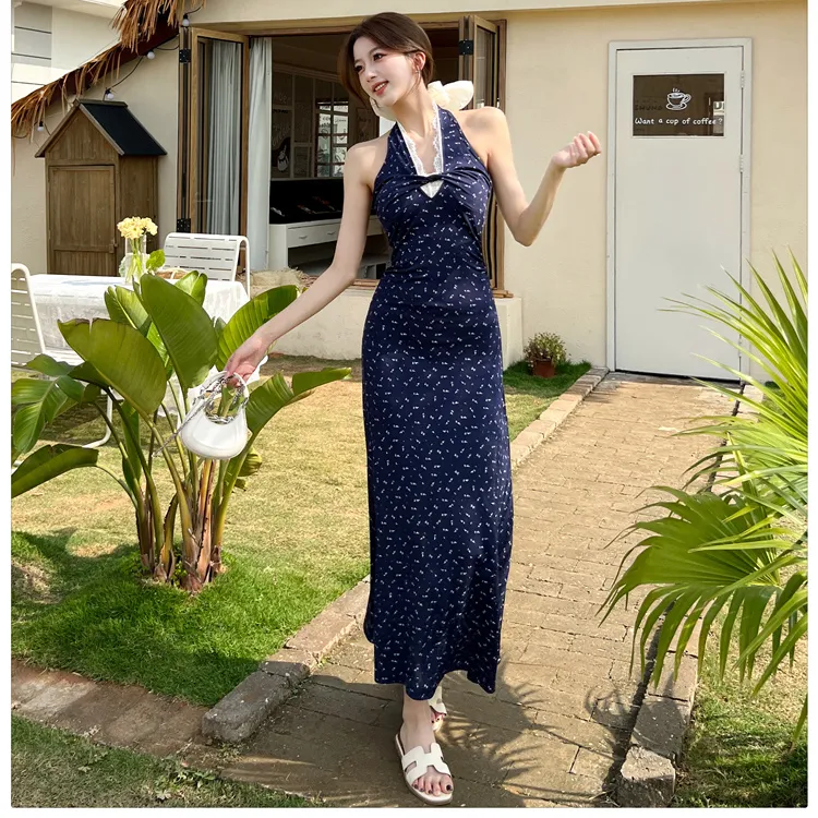 PZGE Sleeveless Dresses Women's Blue Dress-5
