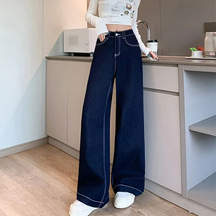 POPO.INFO Jeans Women's Denim Blue-5