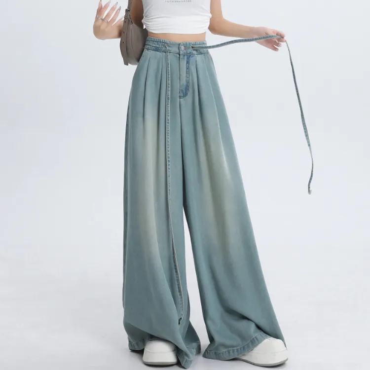 PZGE Jeans Women's Light Blue Pants Tencel-2