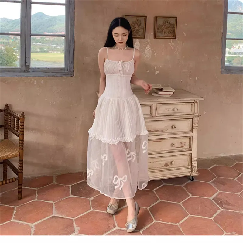 PZGE Slip Dresses Women's White Fallen Angel-5