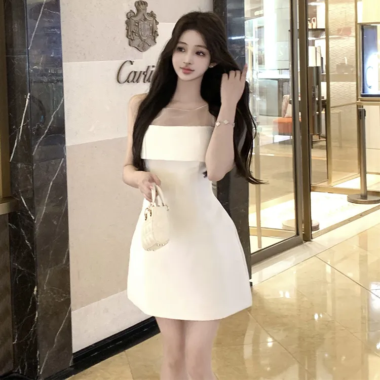 PZGE Sleeveless Dress Women's Cream-5