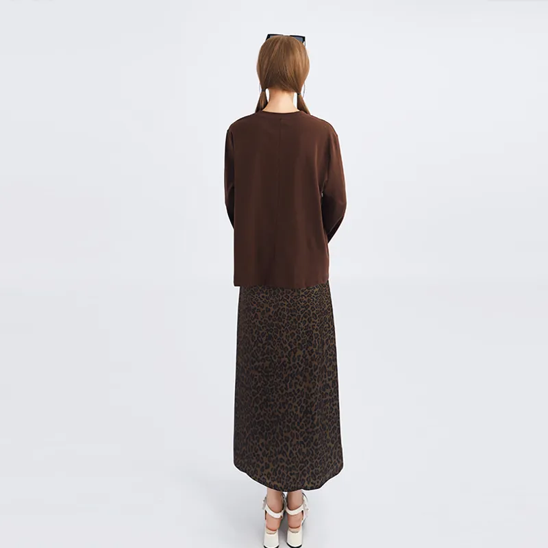 DGMZ Casual Long Skirts Women's Leopard Print-5
