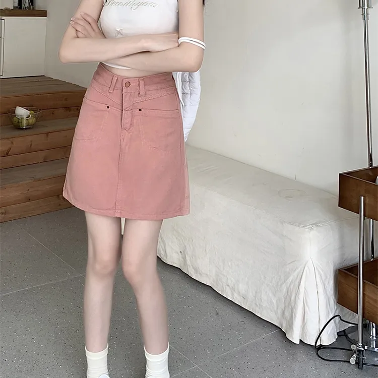 DGMZ Denim Short Skirts Women's Dirty Pink-4