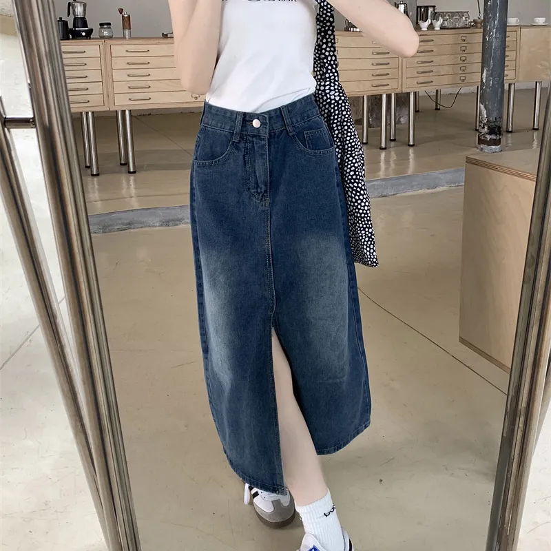 DGMZ Denim Long Skirts Women's Blue-4