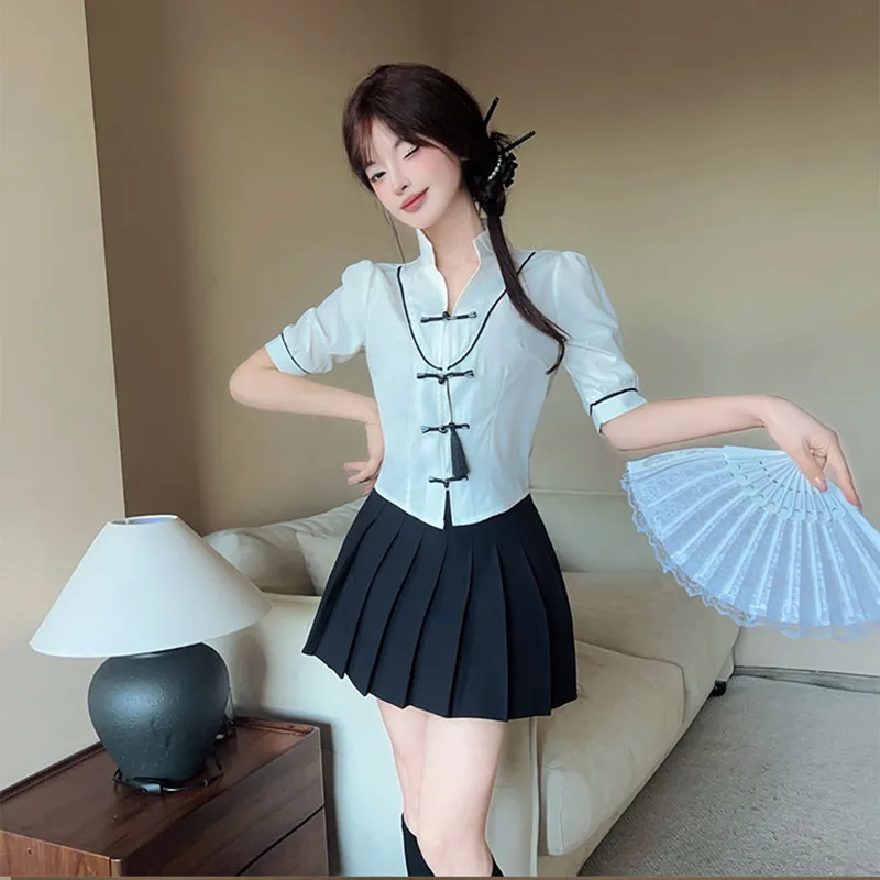 DGMZ Uniforms Women's Shirt Black Skirt Set-6