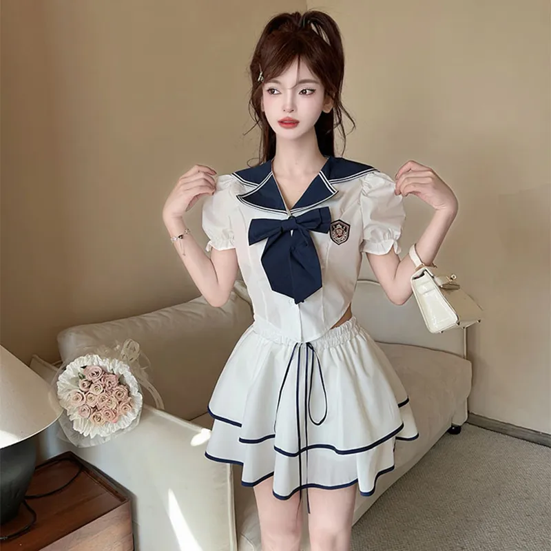 DGMZ Two Piece Skirt Sets Women's White Set-2