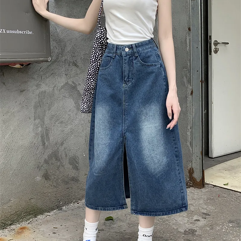 DGMZ Denim Long Skirts Women's Blue-6
