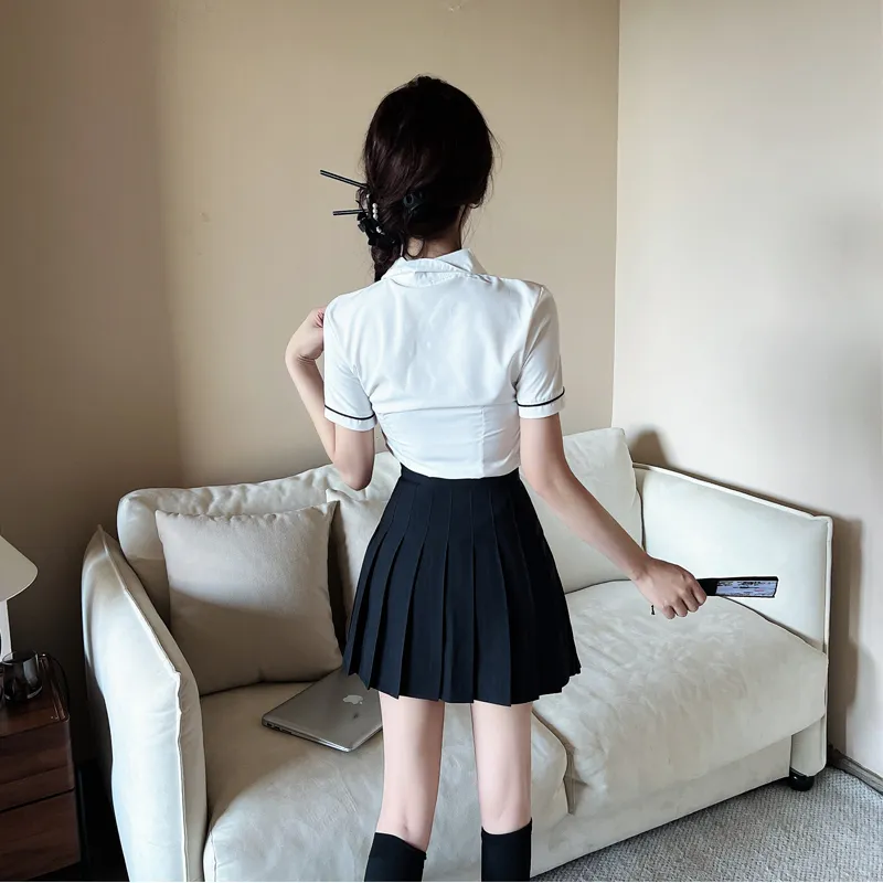 DGMZ Uniforms Women's White Shirt+Black Skirt Clothing Set-5