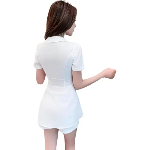 DGMZ Uniforms Women's White Set Black Tie