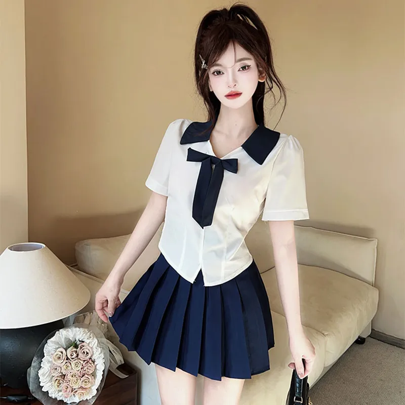 DGMZ Uniforms Women's Shirt Butterfly Blue Dress Set-2