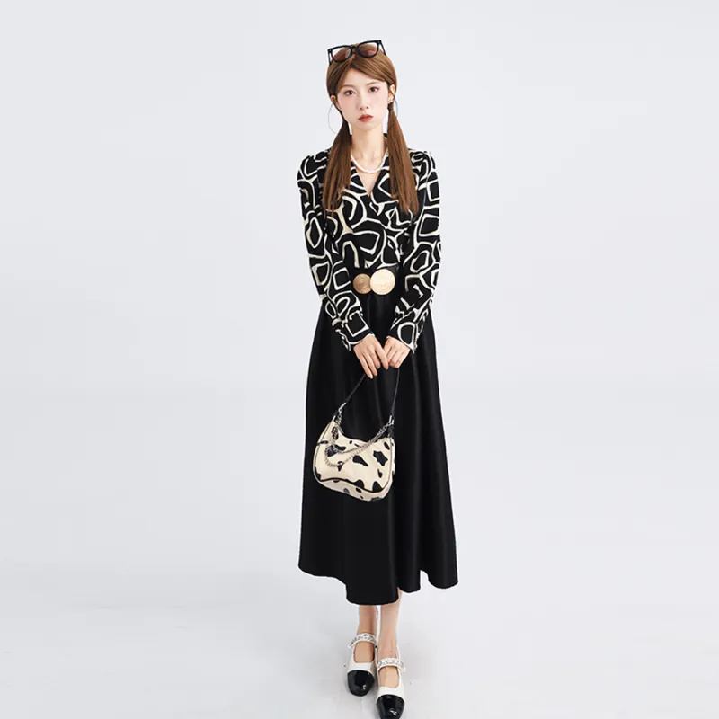 DGMZ Long Sleeved Dresses Women's Black With Belt-3