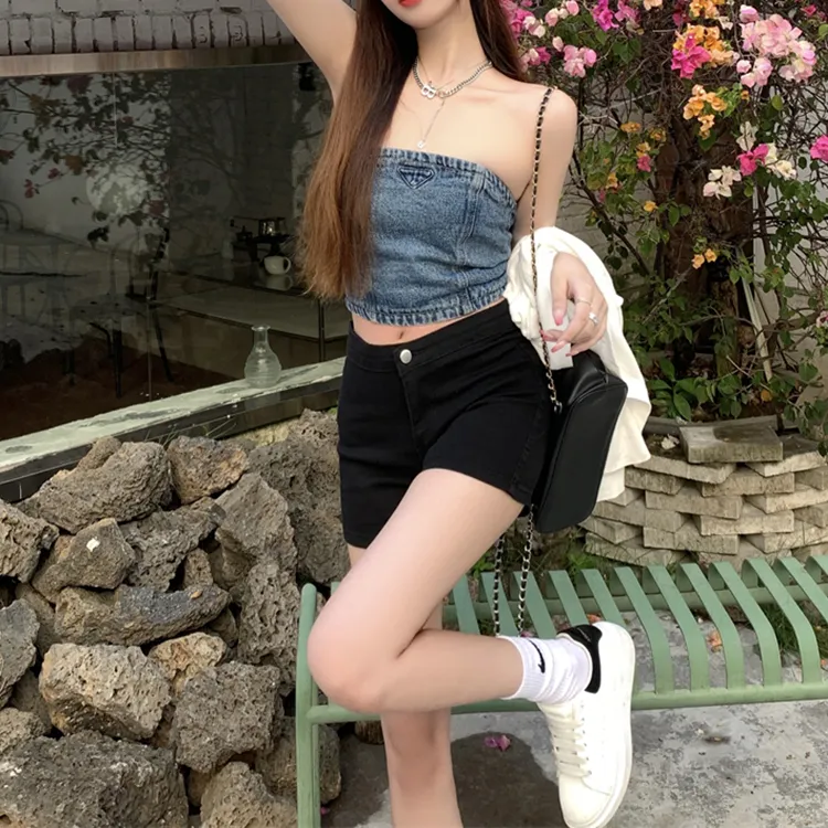 Vine Color Denim Hot Pants Women's-7