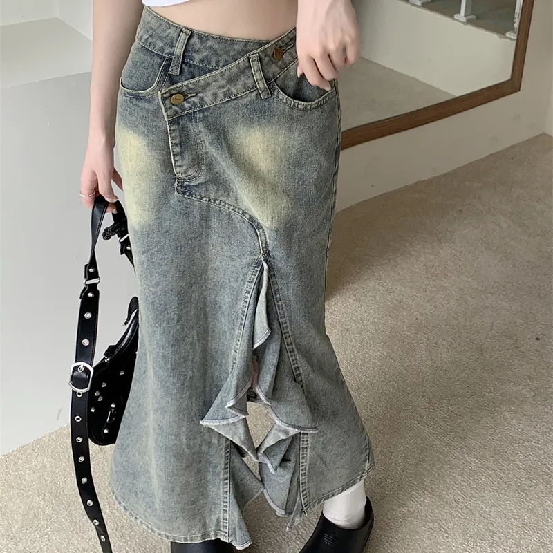 DGMZ Denim Long Skirts Women's Blue-5
