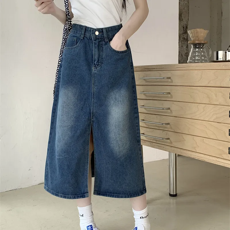 DGMZ Denim Long Skirts Women's Blue-10