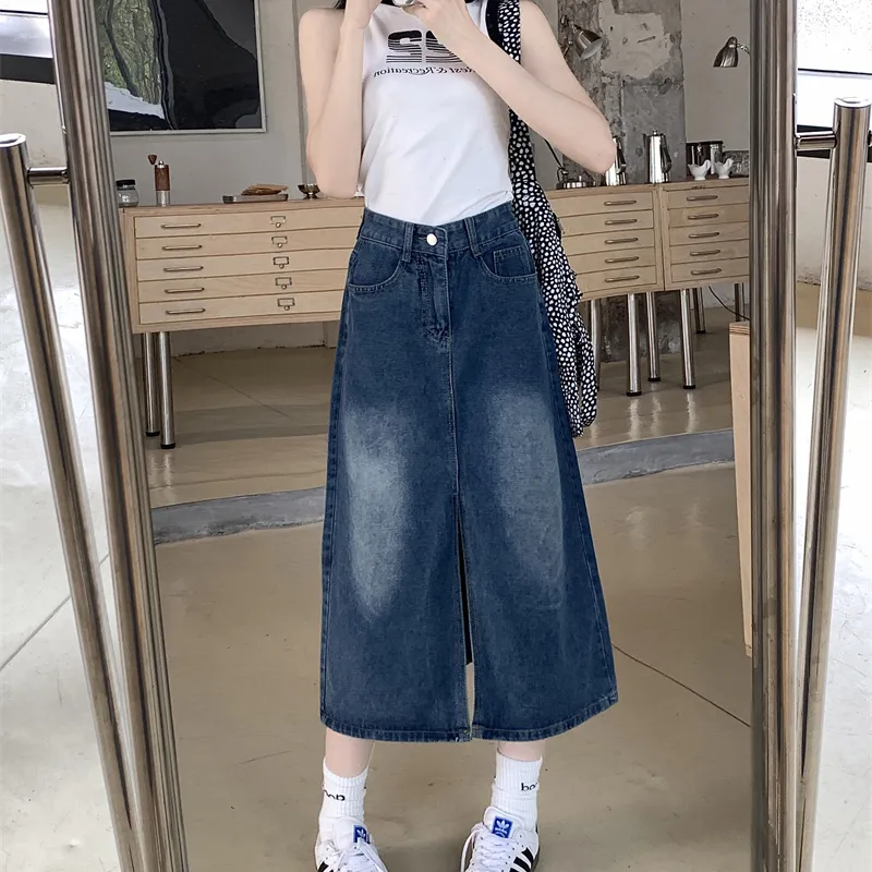 DGMZ Denim Long Skirts Women's Blue-5
