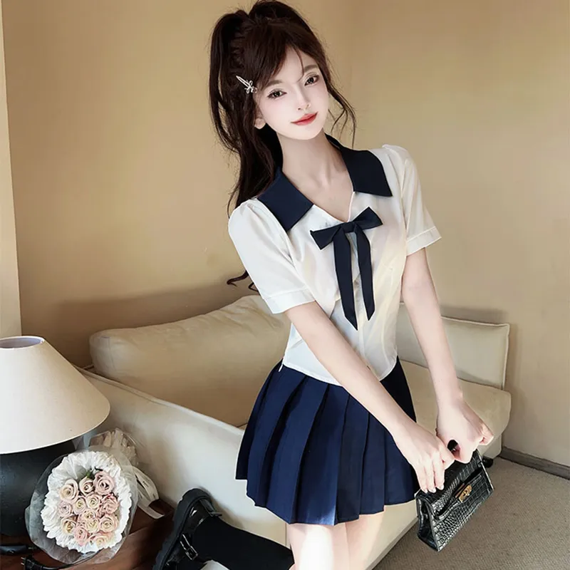 DGMZ Uniforms Women's Shirt Butterfly Blue Dress Set-3