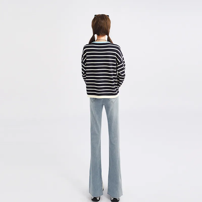 DGMZ Knitwear Women's Black Blue Stripes-2