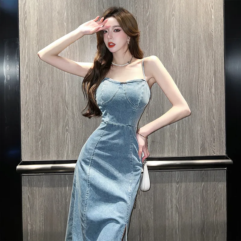 DGMZ Slip Dresses Women's Blue-5