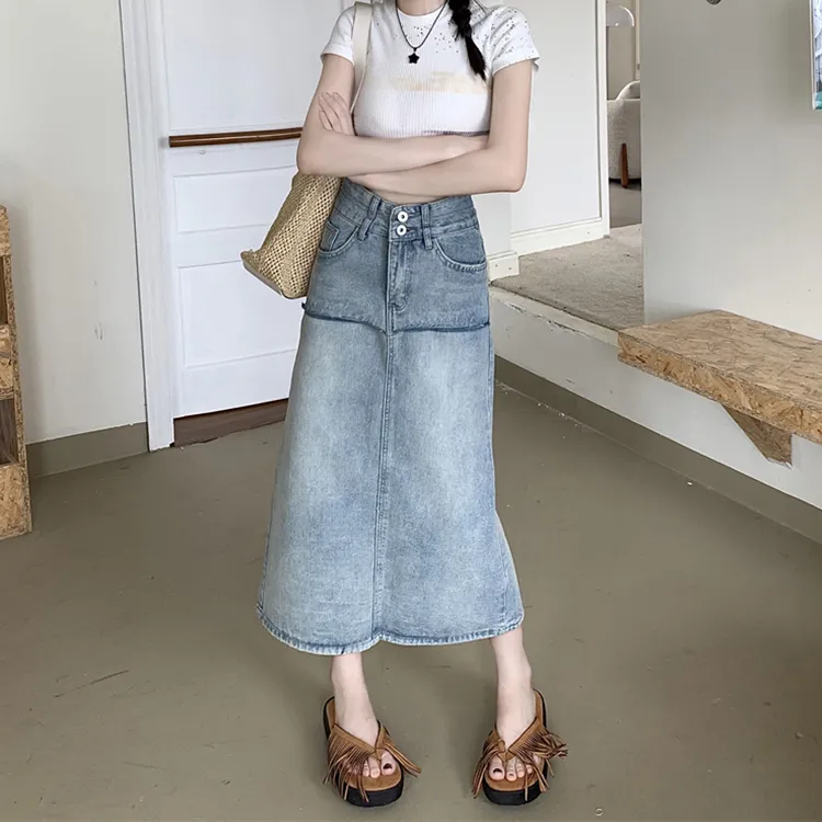 DGMZ SS24 Denim Long Skirts Women's Blue-13