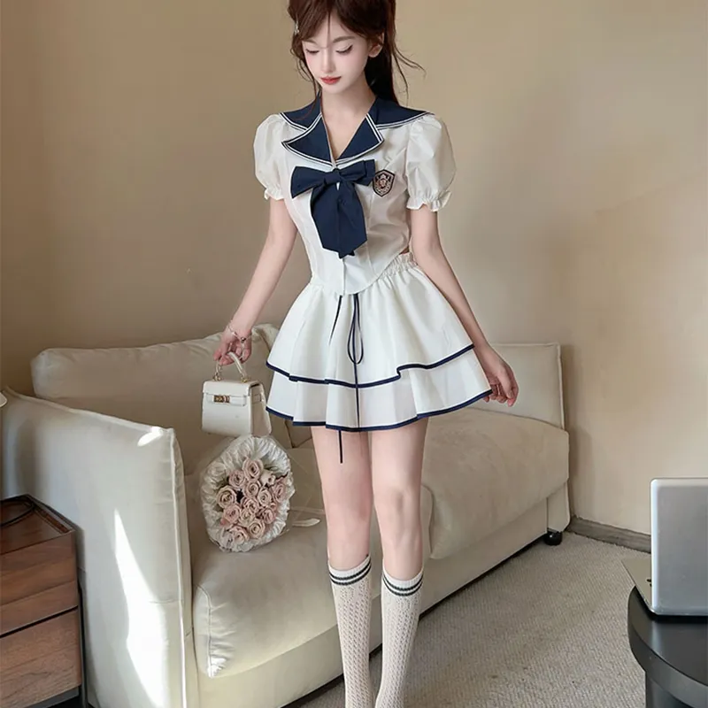 DGMZ Two Piece Skirt Sets Women's White Set-6
