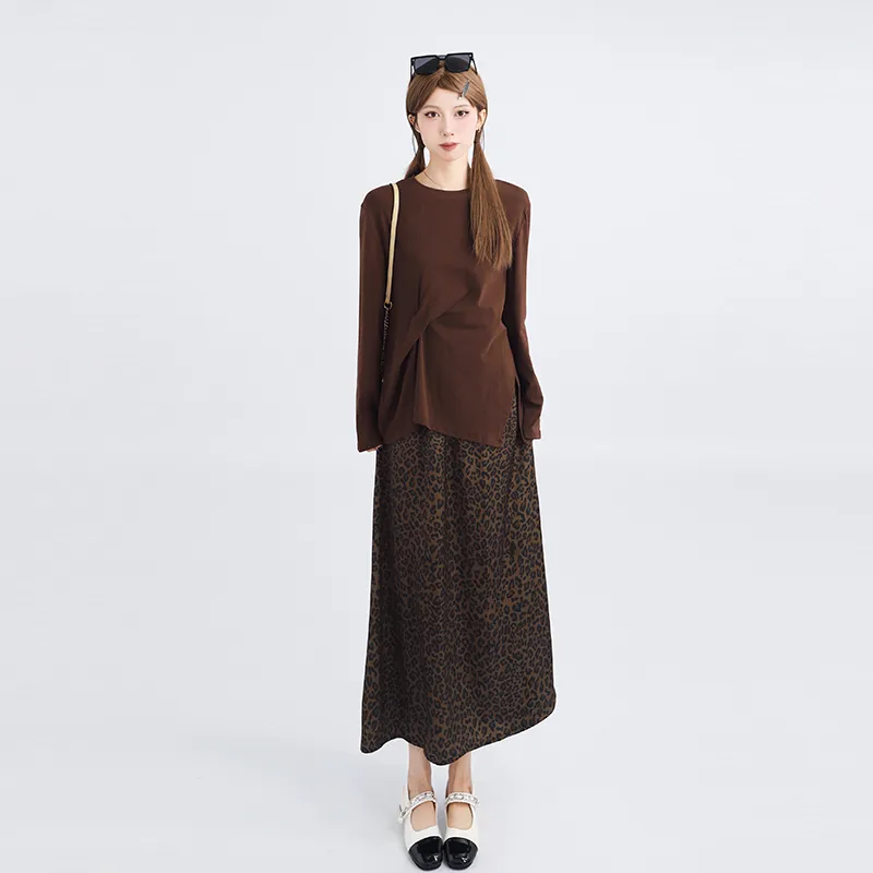 DGMZ Casual Long Skirts Women's Leopard Print-2
