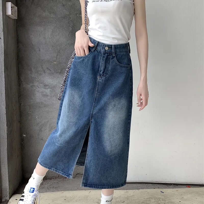 DGMZ Denim Long Skirts Women's Blue-11