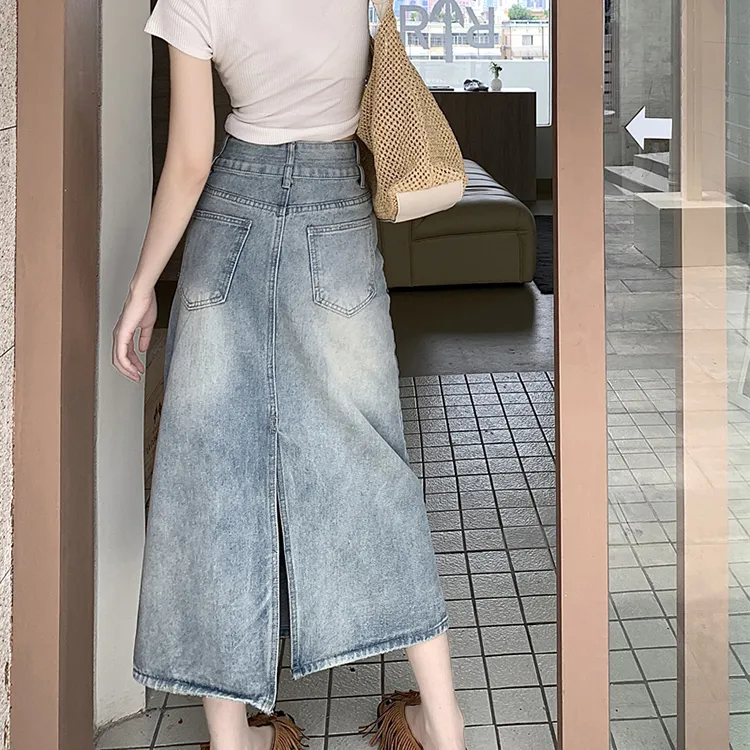DGMZ SS24 Denim Long Skirts Women's Blue-4