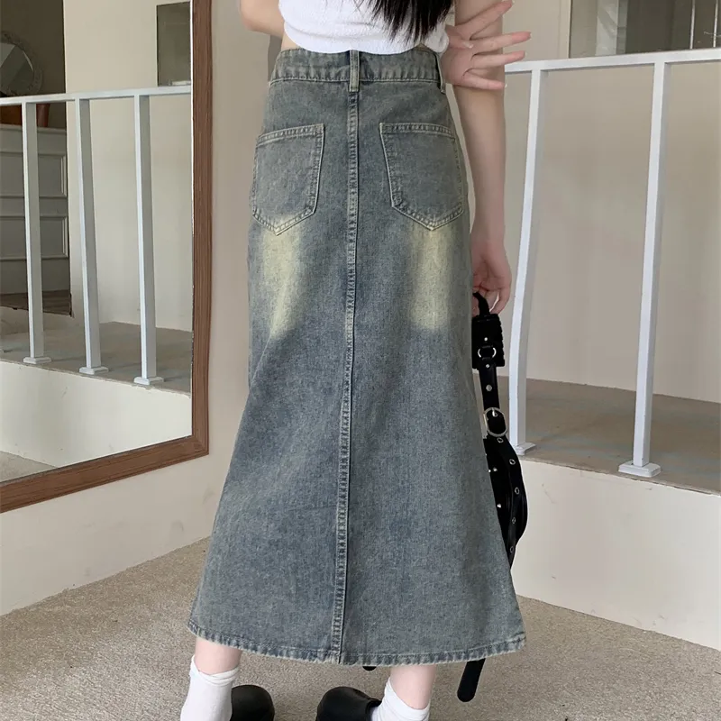 DGMZ Denim Long Skirts Women's Blue-12