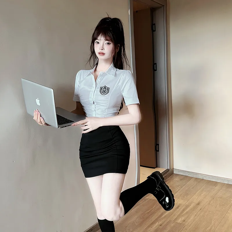 DGMZ Uniforms Women's White Shirt+Black Skirt Clothing Set-2