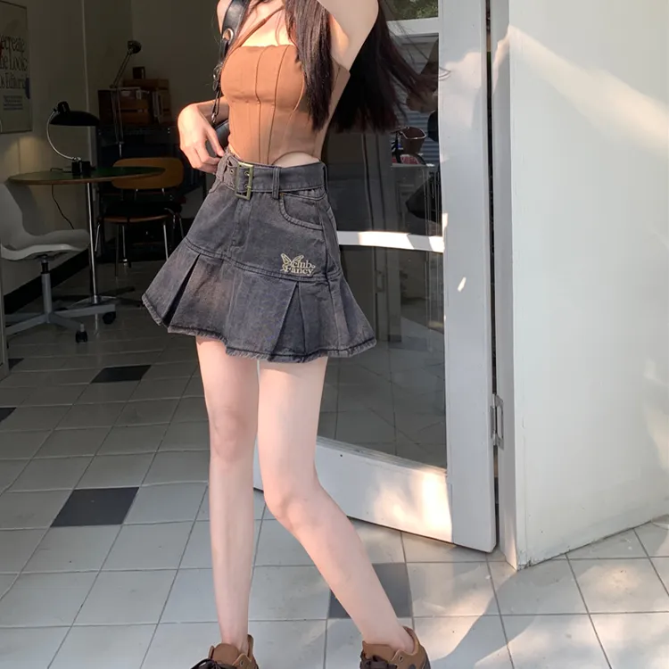 DGMZ Denim Short Skirts Women's Black Gray-3