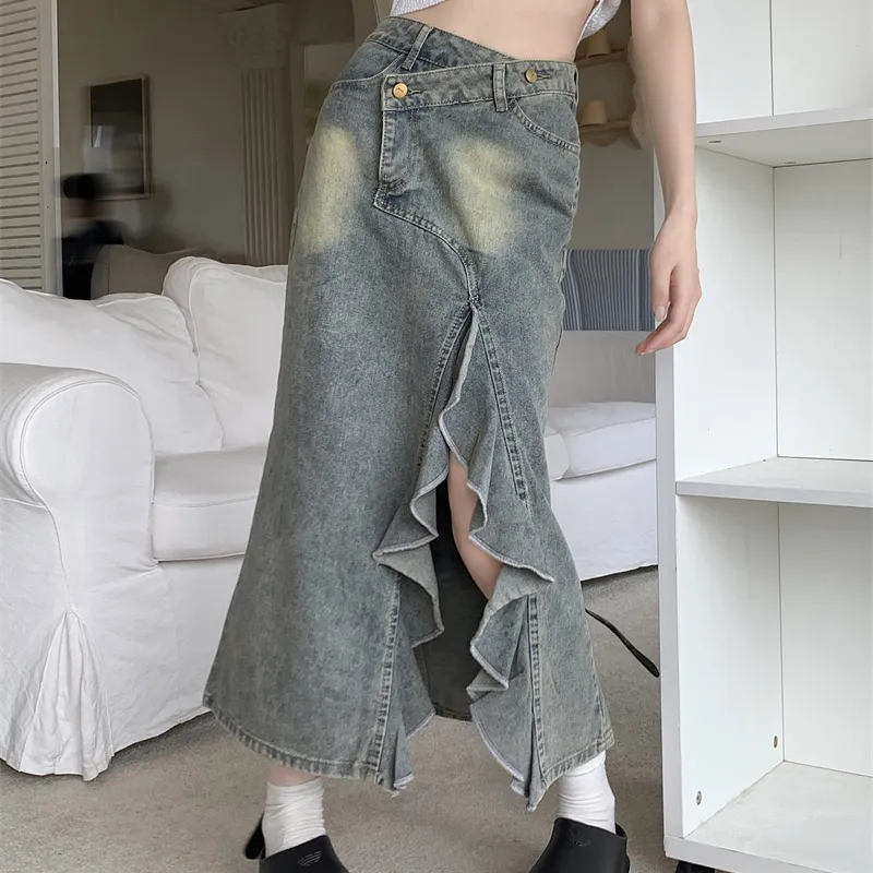 DGMZ Denim Long Skirts Women's Blue-7