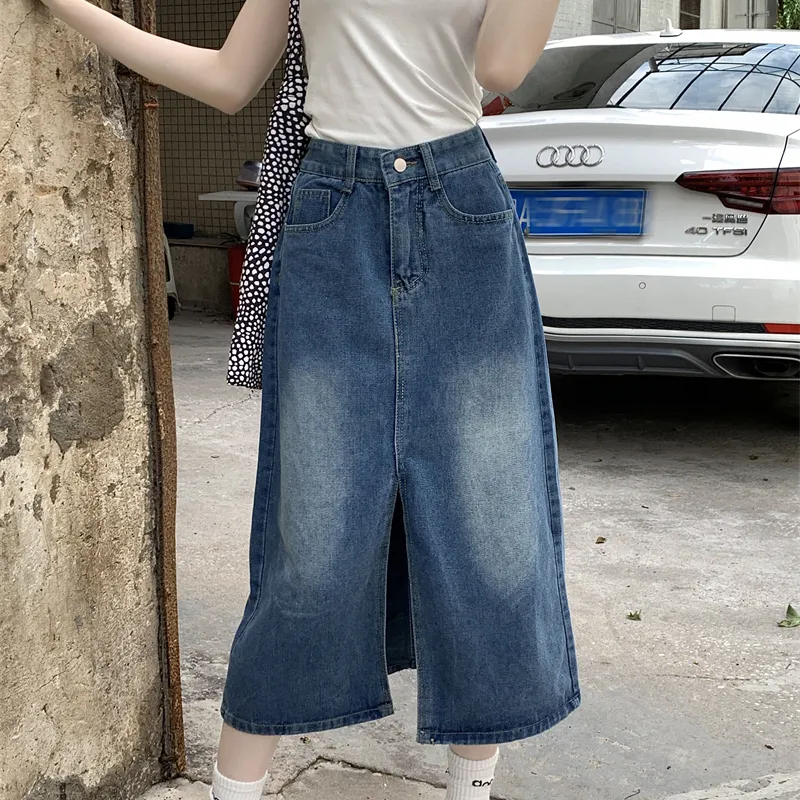 DGMZ Denim Long Skirts Women's Blue-8